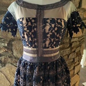 Cenia New York Boat Neck Mix Media Fit & Flare Dress